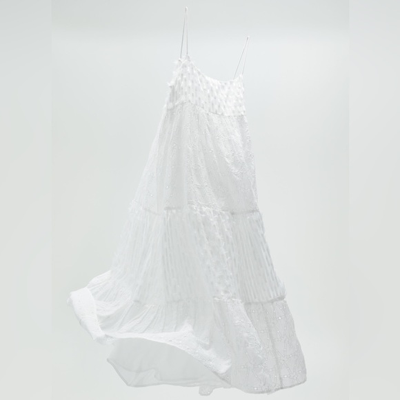 ZARA FRINGED EMBROIDERED EYELET DRESS - Picture 6 of 8
